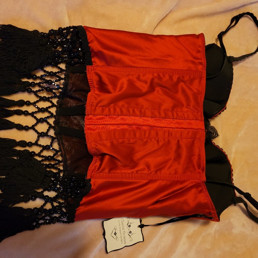 RARE NWT Vintage Chantal Thomass x Victoria Secret Red Satin Corset Top 34B - Picture 5 of 7
